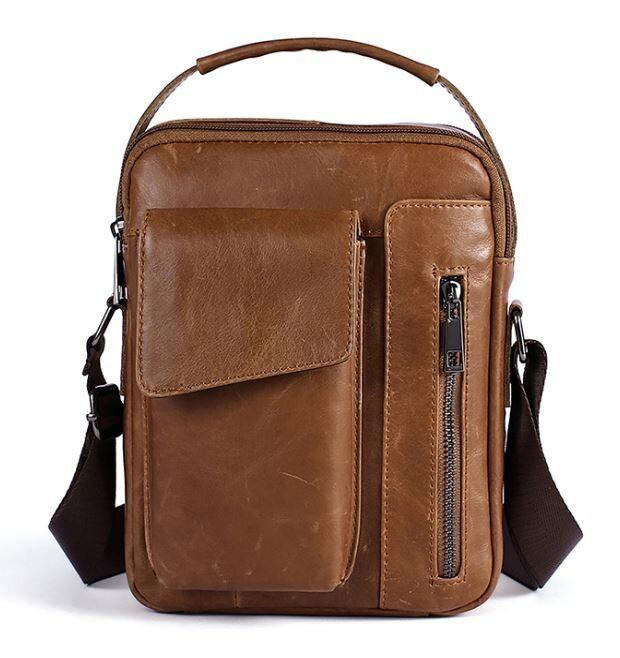 Сумка чоловіча гладка Vintage 14707 Cвітло-коричнева