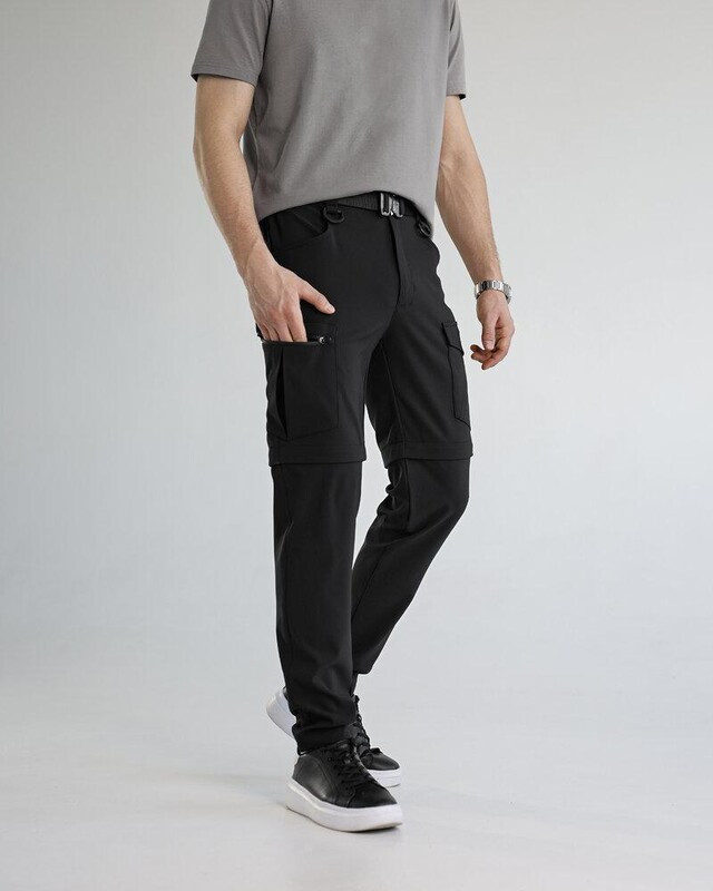 Штани-шорти для чоловіків Pobedov Transformer 2.0 чорного кольору, фото 1