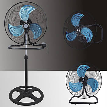 Підлоговий вентилятор 3 в 1 з регулюванням висоти та нахилу Domotec MS-1622 60 Вт