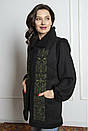 Жіночий кожух етно з екодубляжу з зеленою вишивкою подовжений SEAM MKSMV141-928, фото 2