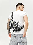 Велика чоловіча поясна сумка бананка Sambag DynamicDart тканева з принтом, фото 4