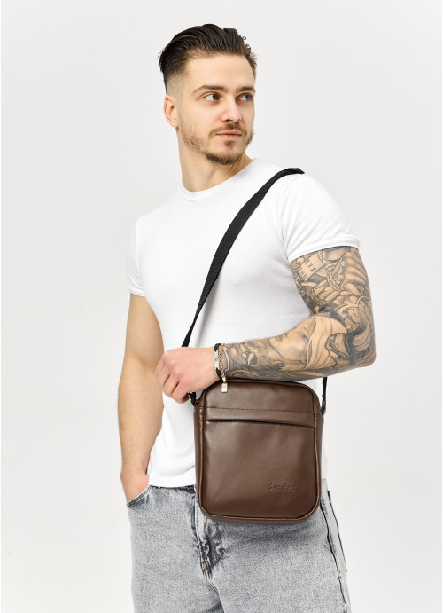 Сумка через плече месенджер Sambag Makros коричнева, фото 1