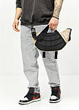 Велика шкіряна чоловіча поясна сумка бананка Sambag DynamicDart сіра, фото 6