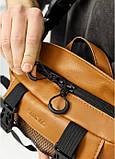 Велика шкіряна чоловіча поясна сумка бананка Sambag DynamicDart руда, фото 10