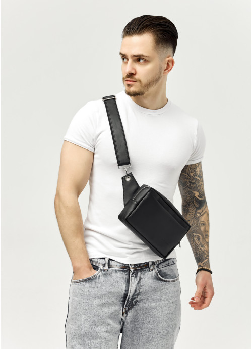 Чоловіча сумка бананка Sambag Harvi чорна, фото 1