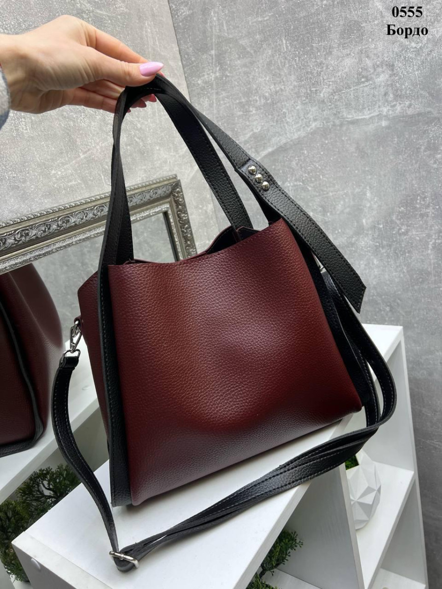 Три відділення. Бордо - формат А4 - велика, стильна та зручна сумка (0555) 5067228