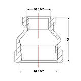 Муфта чавунна 1/2х1" 1/4 ВР, фото 2