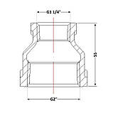 Муфта чавунна 2"х1" 1/4 ВР, фото 2