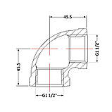 Кут чавунний 1" 1/2 ВР, фото 2