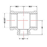 Трійник чавунний 1" 1/2х1"х1" 1/2 ВР, фото 2