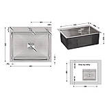 Мийка для кухні інтегрована Lidz Handmade H6050 (LDH6050BRU35371) Brushed Steel 3,0/0,8 мм, фото 3