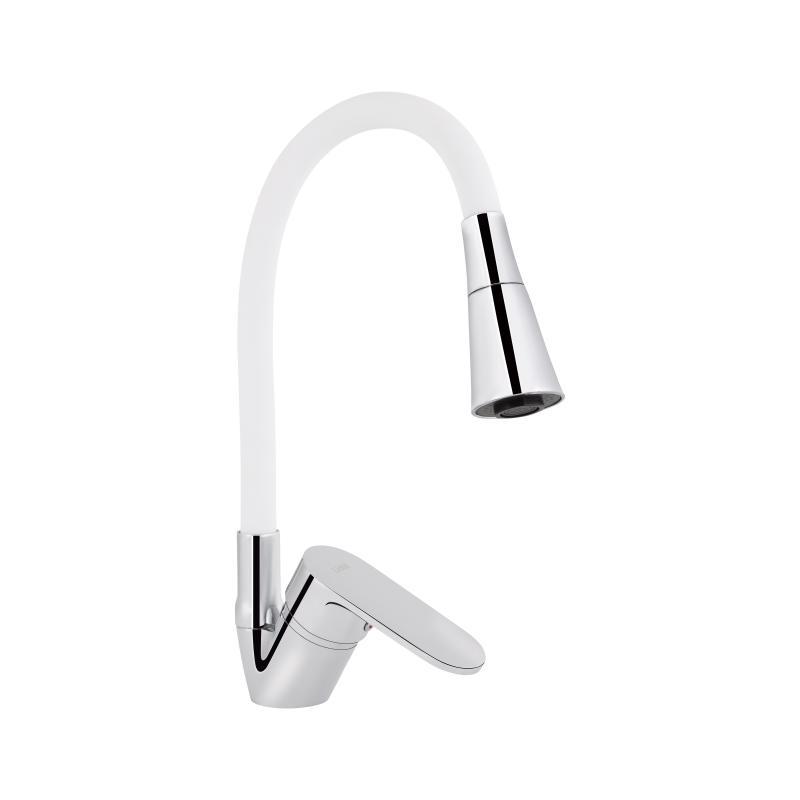 Змішувач для кухні Lidz Tani 008F3 з гнучким виливом (k40) LDTAN008F3WCR37037 Chrome/White, фото 1