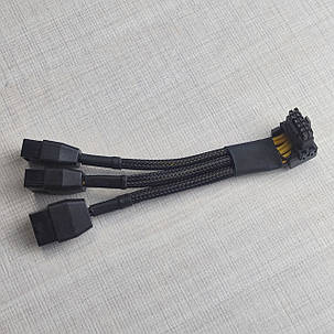 Перехідник 12VHPWR 12 pin + 4 pin живлення відеокарти 4090/4080/4070/L40/H100 з 3 x 8 pin тип А, фото 1
