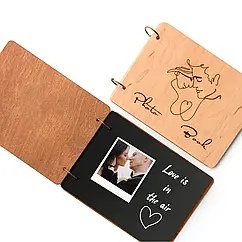 Крафтбук "Пара" зі світлою дерев’яною обкладинкою та чорними сторінками