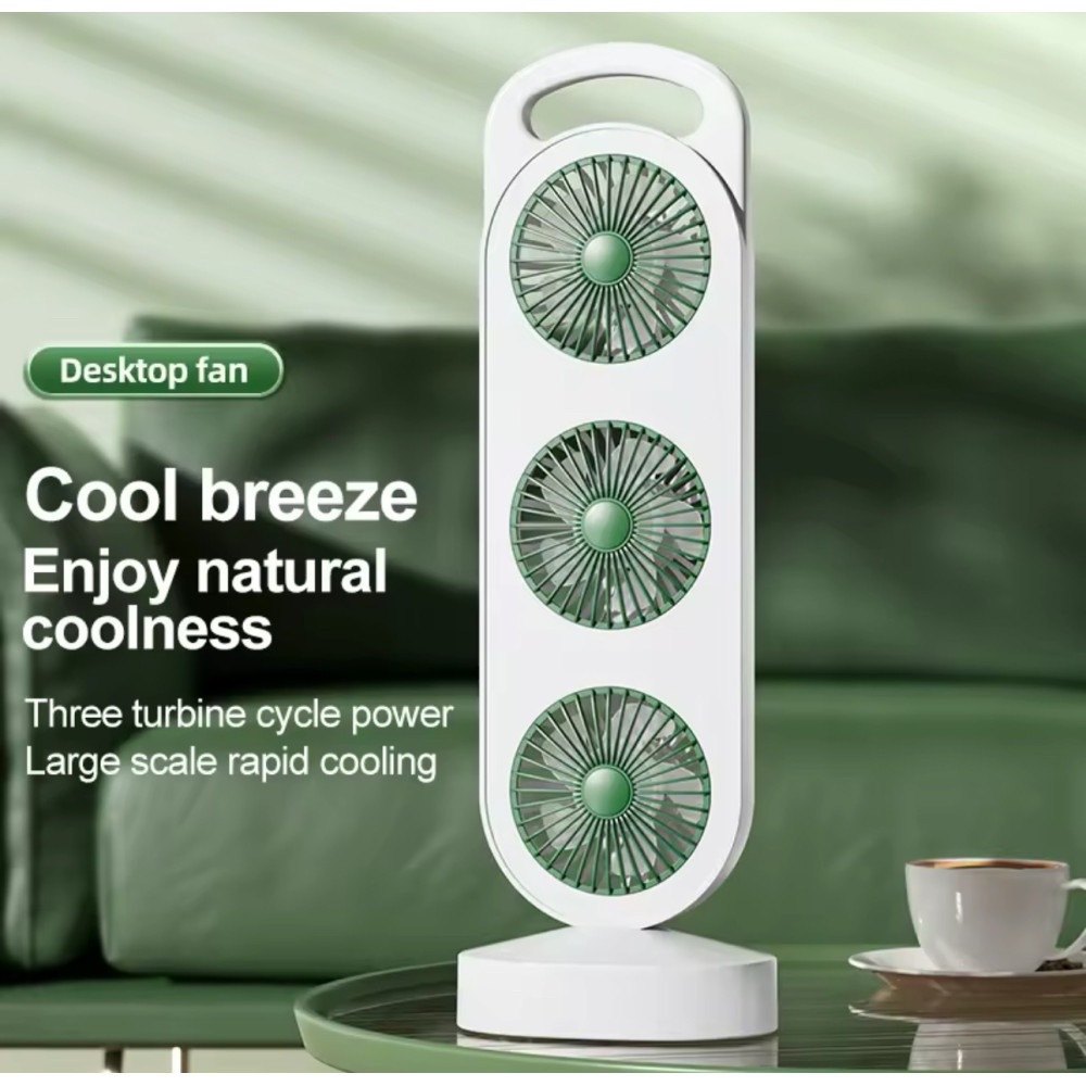 Триголовний вентилятор USB Перезаряджуваний Three head fanAND LY-856, фото 1