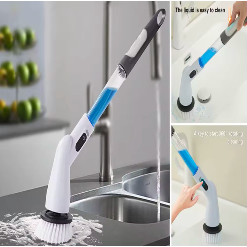 ЩіткаСкруббер Електричний бездротовий з 8 насадками для ванної та душуCleaning brushAND 1-33, фото 1