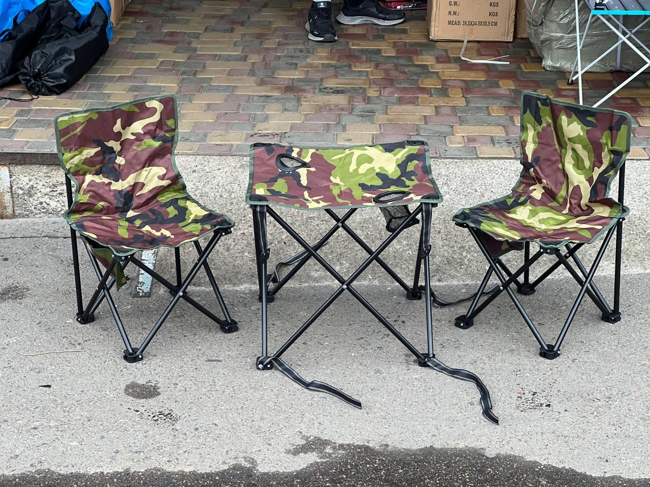 СТІЛ туристичний складаний + 2 стільці камуфляж AND10485-1, фото 1