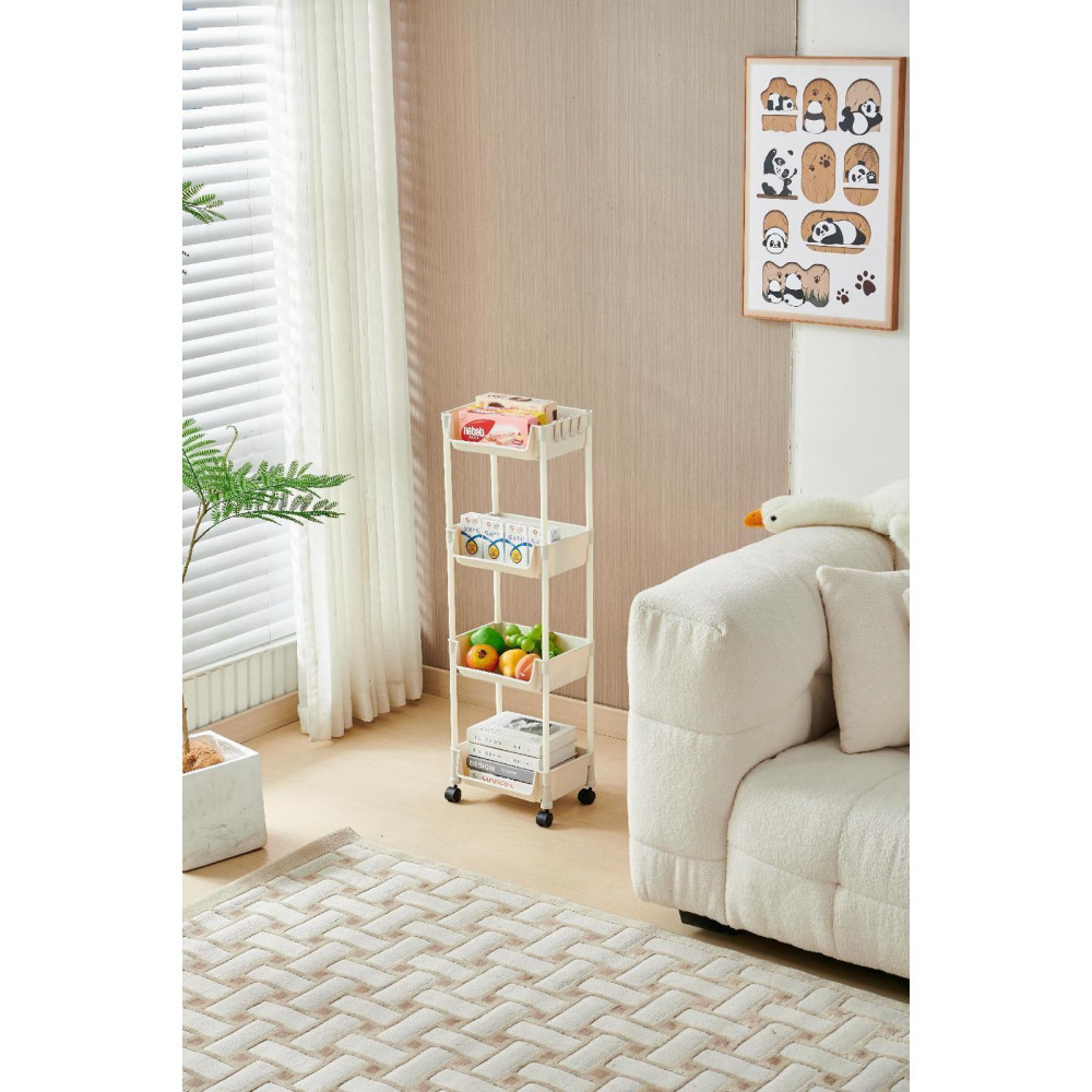 Етажерка на колесах 3 полиці підлогова біла Storage rackAND905, фото 1