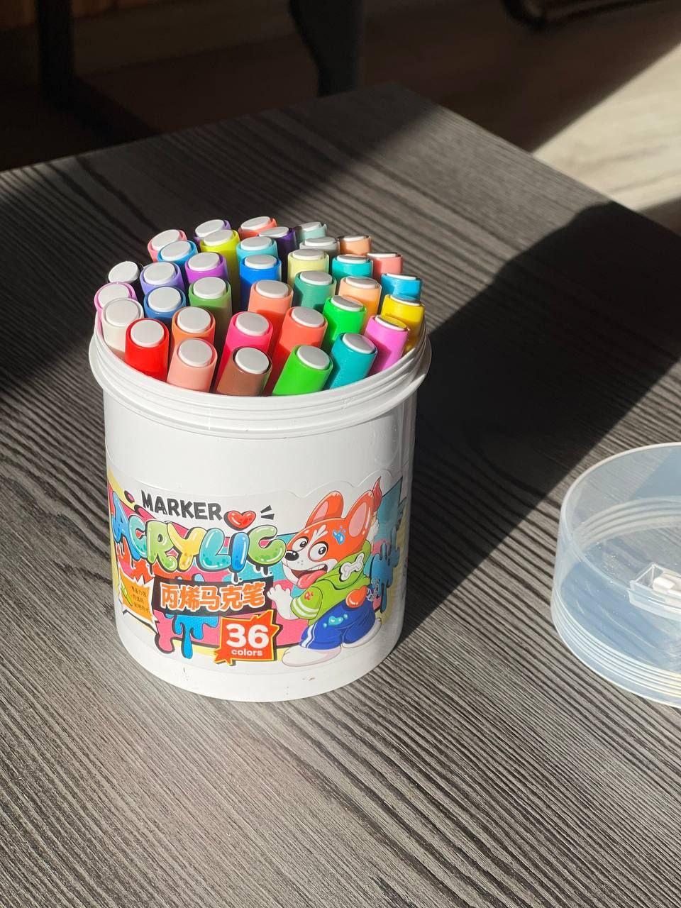 Акварельні маркери БІЛЕ відро КРУГЛЕ 36 Water color pen AND 635- 36 (36 шт), фото 1