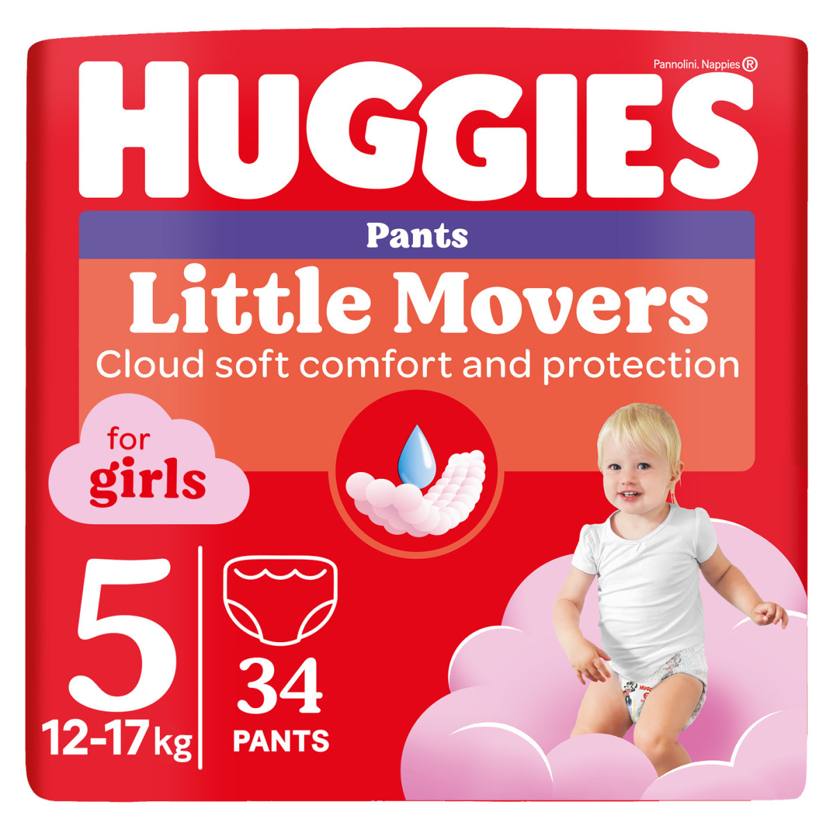 Підгузки-трусики дитячі Huggies Pant Girl розмір 5 (12-17кг) Jumbo 34 шт