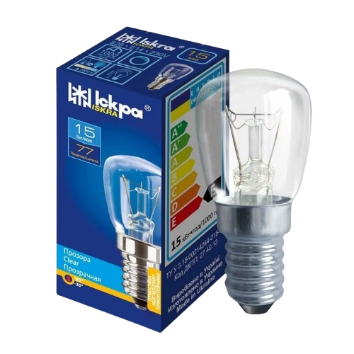 Лампа розжарювання T22 15W E14 230V (в коробці) для холодильника Іскра