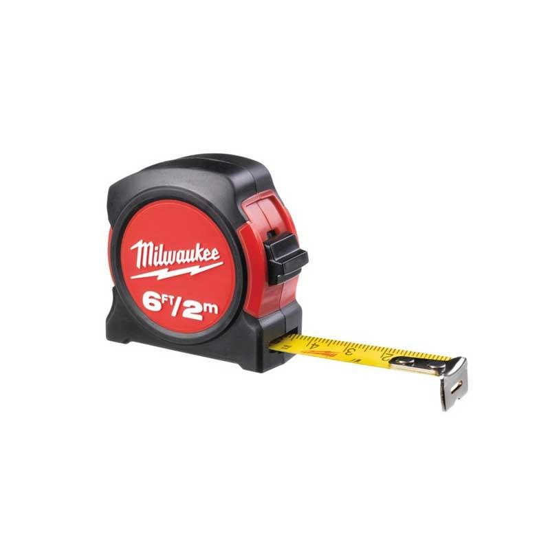 Рулетка Milwaukee Slimline 13 мм з фіксатором змотування 2м Чорний з червоним (48225502)