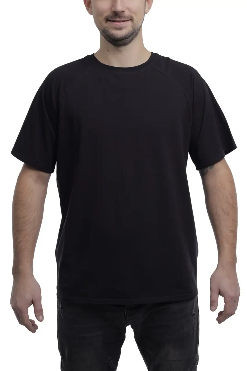 Футболка чоловіча однотонна з бавовни Bono oversize 950101 чорна (розміри: S-XL)