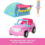 Ігровий набір Barbie Mini BarbieLand Playset із позашляховиком та наметом HYF43, фото 4