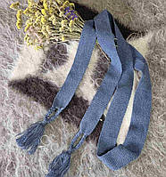 Темно-Синій пояс з вовни 100% пасок крайка унісекс ручної роботи до вишиванки