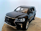 Масштабна модель автомобіля Lexus LX570 RESTEQ 1:24 — металева інерційна машинка зі світлом і звуком, у подарунковій коробці, фото 3