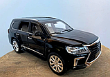 Масштабна модель автомобіля Lexus LX570 RESTEQ 1:24 — металева інерційна машинка зі світлом і звуком, у подарунковій коробці, фото 4