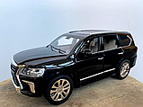 Масштабна модель автомобіля Lexus LX570 RESTEQ 1:24 — металева інерційна машинка зі світлом і звуком, у подарунковій коробці, фото 6