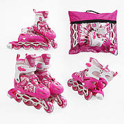 Ролики розсувні для дівчинки Best Roller 32360-М розмір 34-38 колеса PU, рожеві