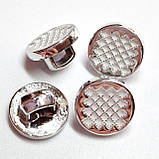 Гудзик 11мм сріблястий з білим декором на ніжці, фото 3