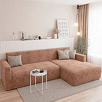 Чохли на Диван Крісла Універсальні Велюрові Натяжні без Юбки Бежеві