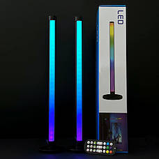 Світлодіодні панелі 53см 2шт RGB з APP Smart від USB та пультом, чорні, фото 3