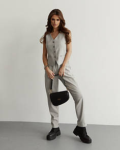 Жилет жіночий сірий з витонченим кроєм MKJL90911