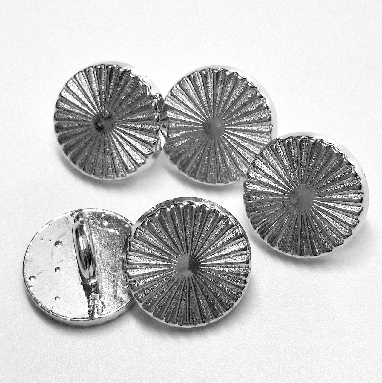 Гудзик 11мм металевий сріблястий ребристий на ніжці, фото 1