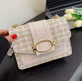 Елегантна жіноча сумка-месенджер крос-боді Crossbody Bag сумка через плече еко-шкіри хакі в клітинку