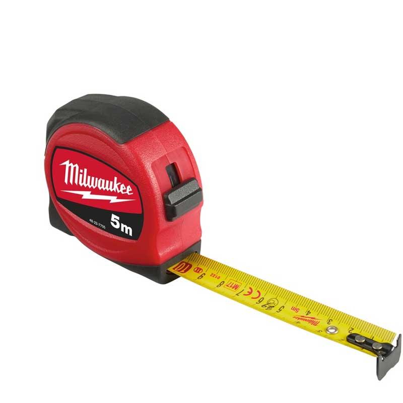 Рулетка Milwaukee Slimline 19 мм з фіксатором змотування 5м Червоний з чорним (48227705)