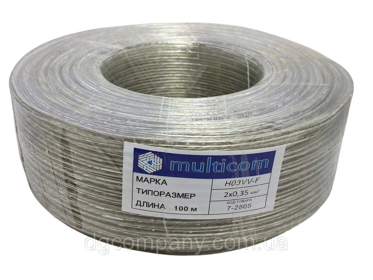 Дріт круглий ПВС 2х0,35 прозорий, 100 м, фото 1