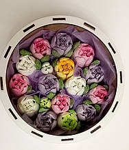 Зефір натуральний квіти зефірні в подарунковій дерев'яній коробочці Хеппі 3003055