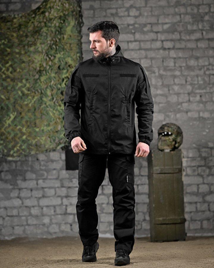 Літній польовий костюм 7.62 чорний для поліції та охорони з ріп-стопу ДЛ6503 ТМ, фото 1