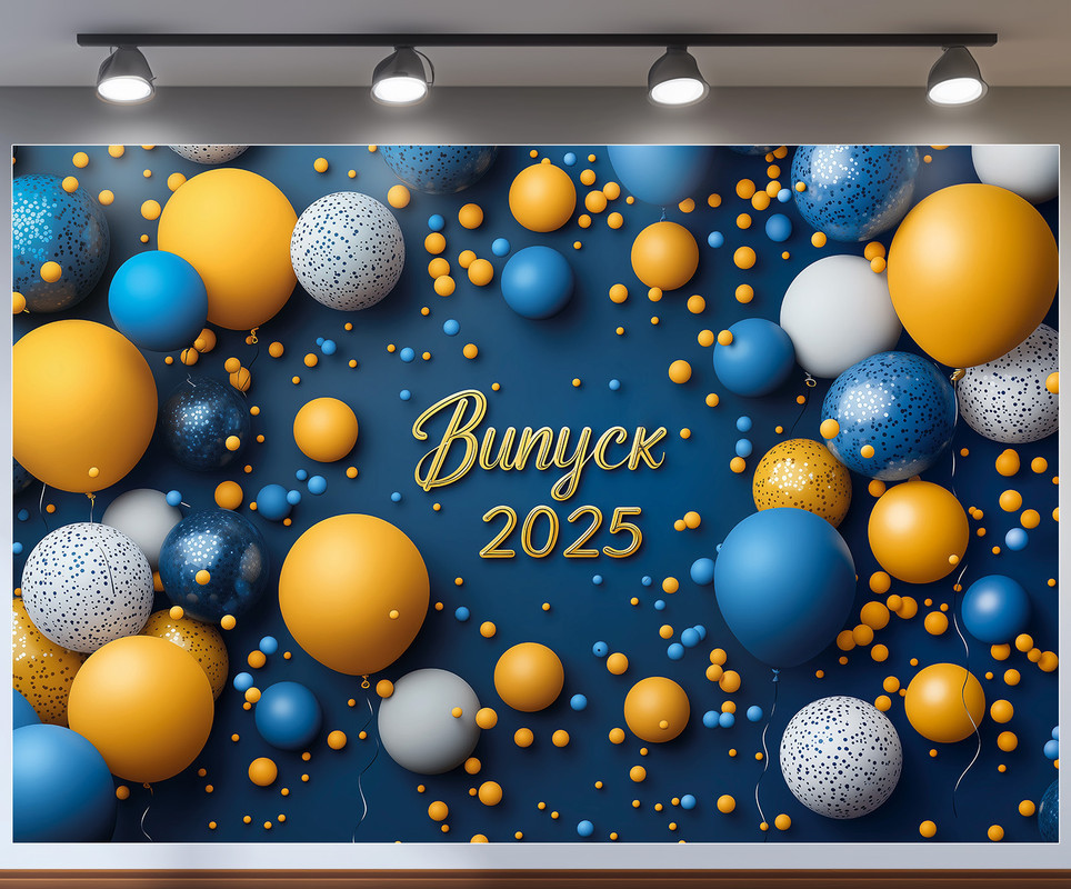Банер для фотозони "Випуск 2025" | 1.8×1.2 м | Шкільний фон для випускного №41302