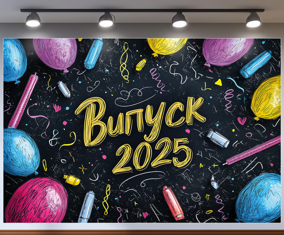 Банер для фотозони "Випуск 2025" | 1.8×1.2 м | Шкільний фон для випускного №41304