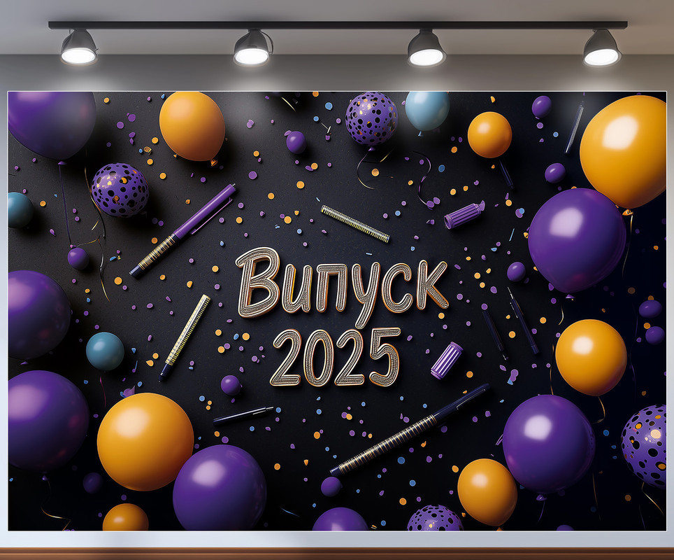 Банер для фотозони "Випуск 2025" | 1.8×1.2 м | Шкільний фон для випускного №41305