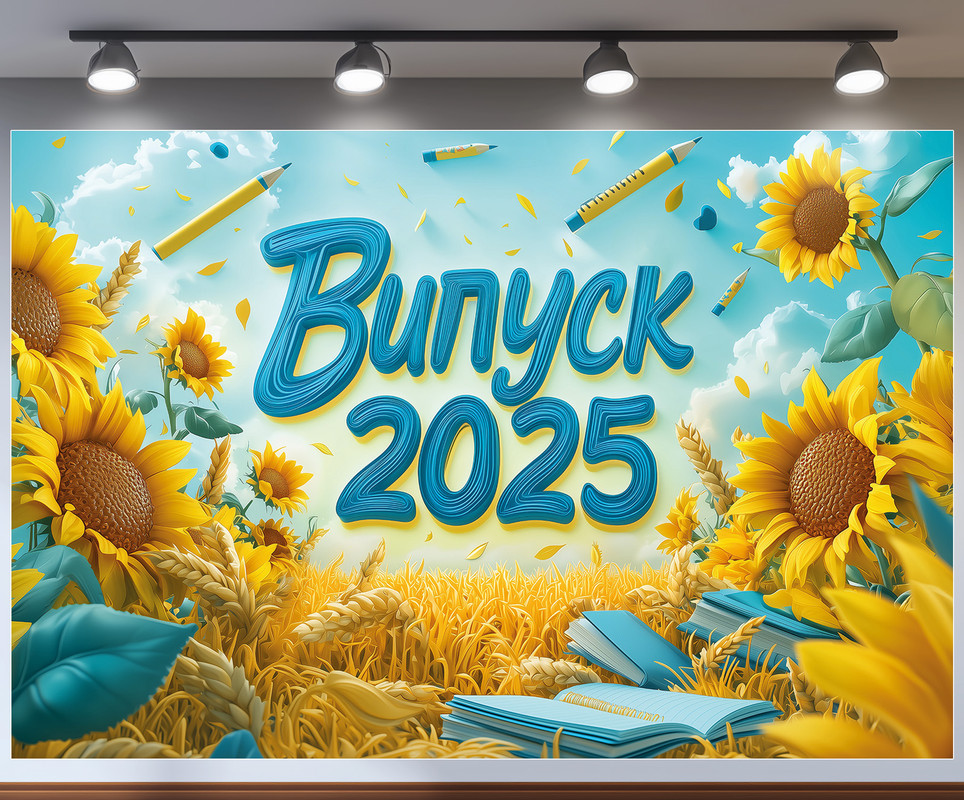 Банер для фотозони "Випуск 2025" | 1.8×1.2 м | Шкільний фон для випускного №41307