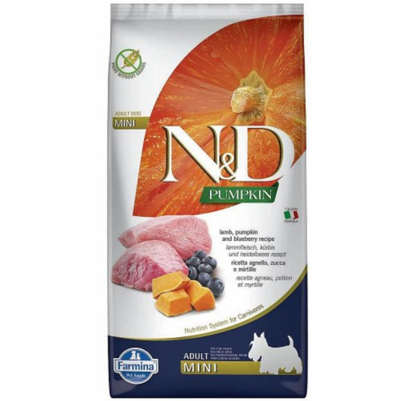 Беззерновий сухий корм Farmina N&D Grain Free для собак дрібних порід, ягня з гарбузом та чорницею 7 кг