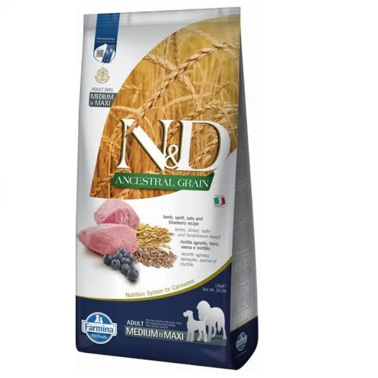 Корм сухий Farmina N&D Low Grain Lamb&Blueberry Adult Medium&Maxi для собак середніх та великих порід з ягням 12 кг