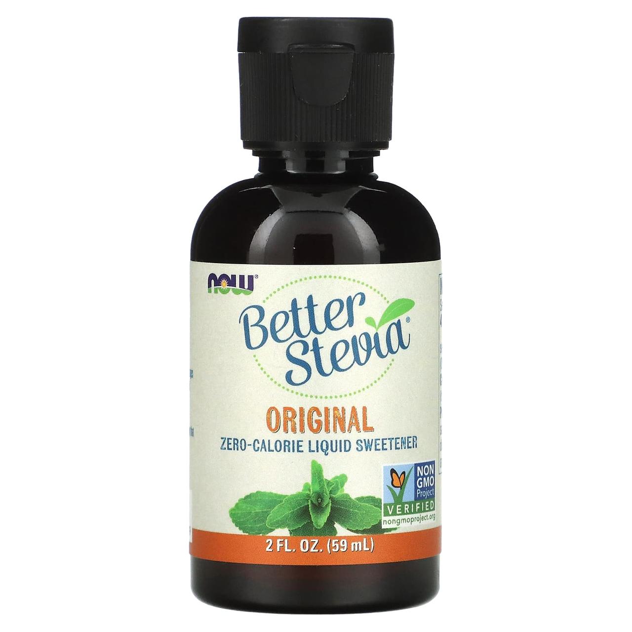 Стевія, Better Stevia, Now Foods, рідкий підсолоджувач із нульовою калорійністю, оригінал, 59 мл